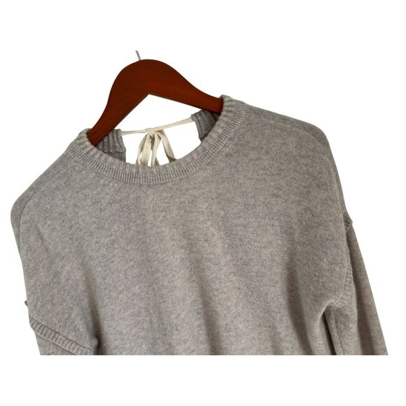 Gray Duffy 100% Cashmere Knit Sweater With Back Tie Detail & High-Low Hem - Picture 5 of 9